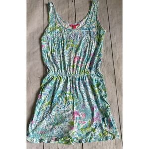LILLY PULITZER *SIZE S RESORT WEAR ONE-PIECE BLUE & PINK BEACH PRINT ROMPER